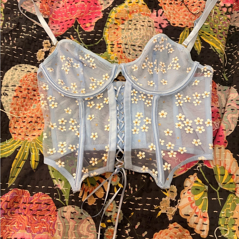 Floral Embroidered Corset Top